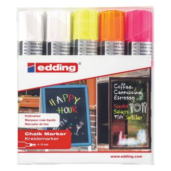 Edding 4090 Jumbo Chalk Marker Pack of 5 Chisel Assorted Colors