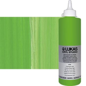 LUKAS CRYL Studio Acrylic Paint - Chrome Green Light, 500ml Bottle