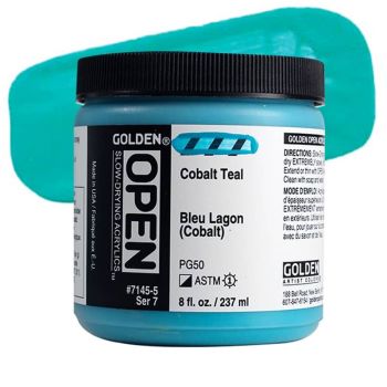 Golden OPEN Acrylic 8 oz Jar Cobalt Teal
