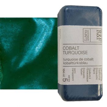 R&F Encaustic Handmade Paint 104 ml Block - Cobalt Turquoise