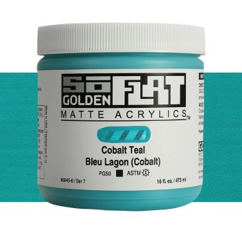 GOLDEN SoFlat Matte Acrylic - Cobalt Teal, 16oz Jar