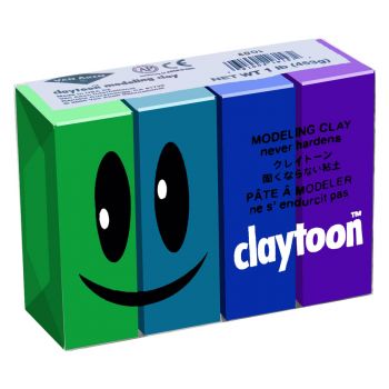 Claytoon Non-Hardening Modeling Clay - Cool Colors, 1lb