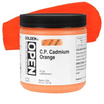 GOLDEN Open Acrylic Paints C.P. Cadmium Orange 8 oz