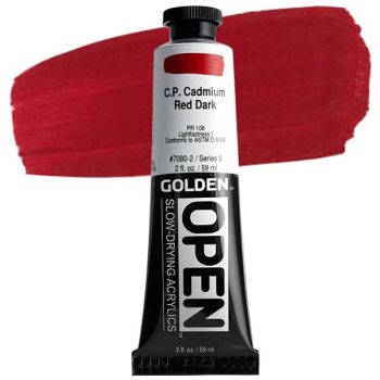 GOLDEN Open Acrylic Paints C.P. Cadmium Red Dark 2 oz