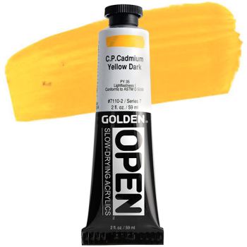 GOLDEN Open Acrylic Paints C.P. Cadmium Yellow Dark 2 oz