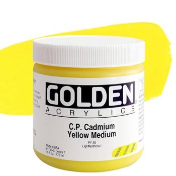 GOLDEN Heavy Body Acrylics - C.P. Cadmium Yellow Medium, 16oz Jar