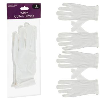 Creative Mark White Cotton Gloves - 4 Pack