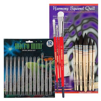 Creative Mark Harmony Squirrel Quill with Scrubber & Micro Mini Brush Set (Set of 6)