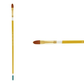 Creative Mark Qualita Golden Taklon Long Handle Brush Filbert #3