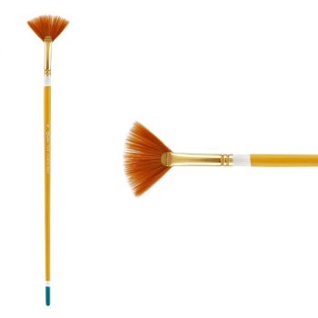 Creative Mark Qualita Golden Taklon Long Handle Brush Fan #6