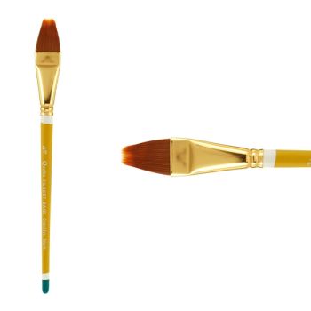 Creative Mark Qualita Golden Taklon Short Handle Brush Filbert Rake 3/4"