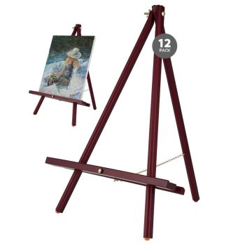 12-Pack Table Top Display Easel Mahogany Wood-Thrifty Creative Mark