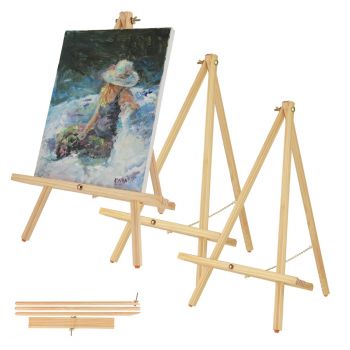 Thrifty Table Top Display Easel, 3-Pack Natural Wood by Creative Mark