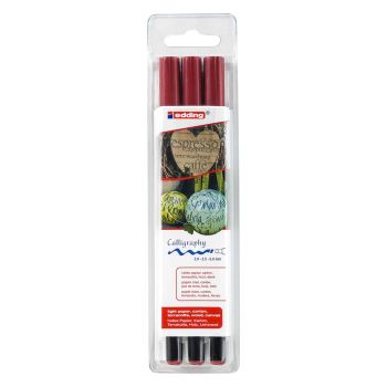 Edding 1255 Calligraphy Pen Set of 3 Crimson Lake (Assorted Nibs)