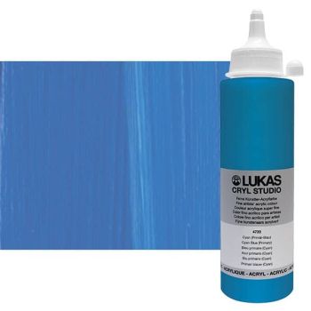 LUKAS CRYL Studio Acrylic Paint - Cyan Blue (Primary), 250ml Bottle