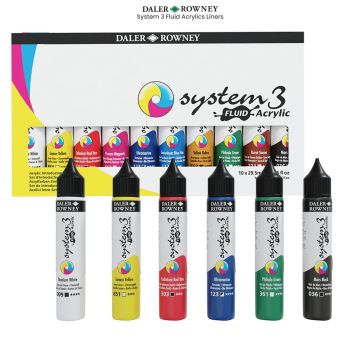 Daler-Rowney System 3 Fluid Acrylics Liner bottles