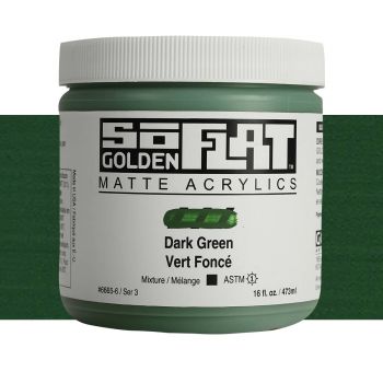 GOLDEN SoFlat Matte Acrylic - Dark Green, 16oz Jar