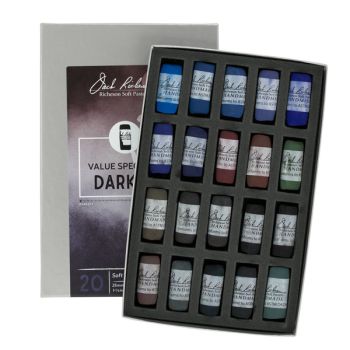 Richeson Hand-Rolled Soft Pastels Set of 20 Value Spectrum: Darks 1