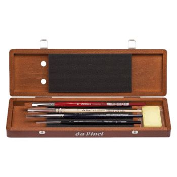 Da Vinci Watercolor Deluxe Wood Box Brush Set of 4
