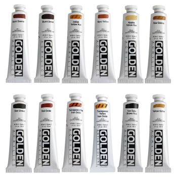 Golden Heavy Body Acrylic 2 oz Earthtones Set Of 12 