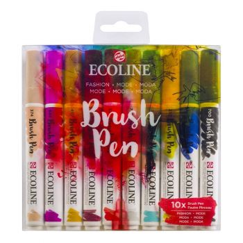 Ecoline Liquid Watercolor Brush Pen Set of 10 Fashion Colors