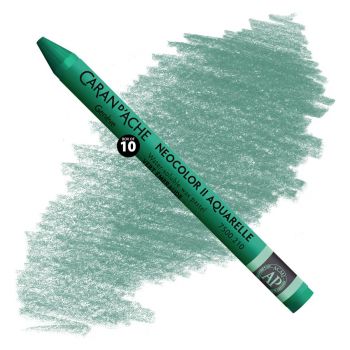 Caran d'Ache Neocolor II Water-Soluble Wax Pastels - Emerald Green, No. 210 (Box of 10)