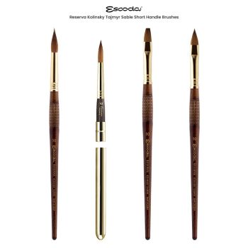 Escoda Optimo Kolinsky Sable Brush - Reservoir Liner, Short Handle, Size 12  