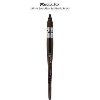 Escoda Barroco Series 1570 Artist Watercolor & Acrylic Paint Brush,  Synthetic Gold Taklon Filament, Angle, Size 8