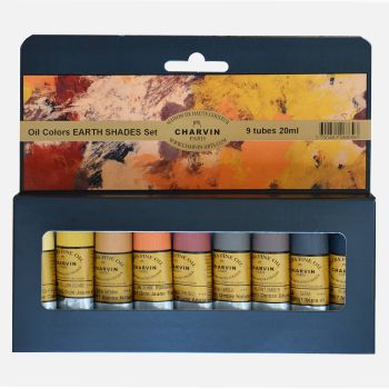 Charvin Extra Fine Oil Color Bonjour Set of 9 20 ml Tubes - Earth Tones