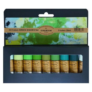 Charvin Extra Fine Oil Color Bonjour Set of 9 20 ml Tubes - Greens
