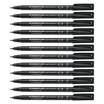 Staedtler Lumocolor Black Permanent Pen Box of 12 Fine-318 .06mm