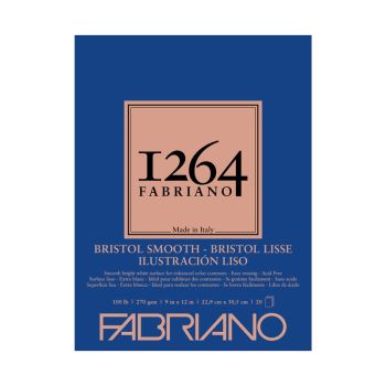 Fabriano 1264 Bristol Smooth 100 lb (20-Sheet) Glue Bound Pad 9x12  
