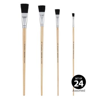 First Impressions Black Bristle Brushes Long Handle Class Pack (Set of 24)