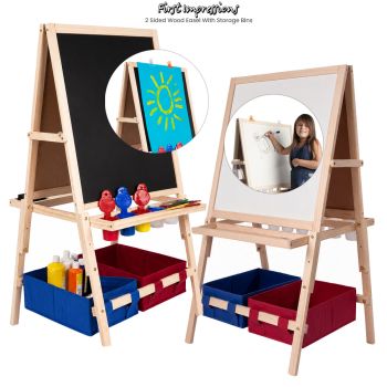 First Impressions Deluxe Double-Sided Kids Art Easel with Storage