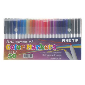 Art Markers for Kids Set of 50 Fine Tip - Assorted Colors