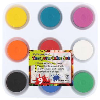 Tempera Paint Cake Set of 9 with Palette