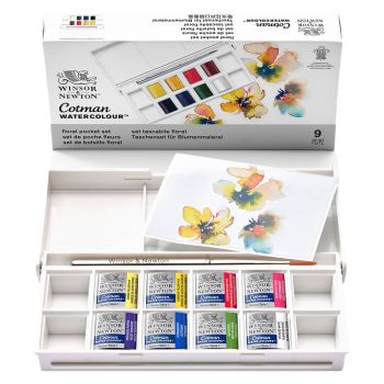 Winsor & Newton Watercolor Half pan Pocket Floral Set of 8