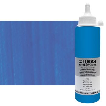 LUKAS CRYL Studio Acrylic Paint - Fluorescent Blue, 250ml Bottle