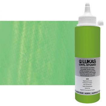 LUKAS CRYL Studio Acrylic Paint - Fluorescent Green, 250ml Bottle