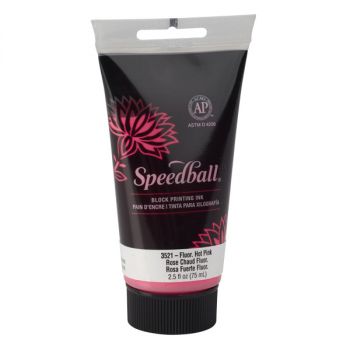 Speedball Water Soluble Block Printing Ink 2.5 oz - Fluorescent Hot Pink