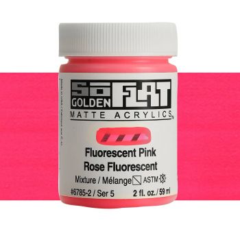 GOLDEN SoFlat Matte Acrylic - Fluorescent Pink, 2oz Jar