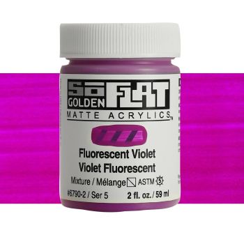 GOLDEN SoFlat Matte Acrylic - Fluorescent Violet, 2oz Jar