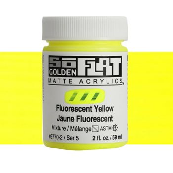 GOLDEN SoFlat Matte Acrylic - Fluorescent Yellow, 2oz Jar
