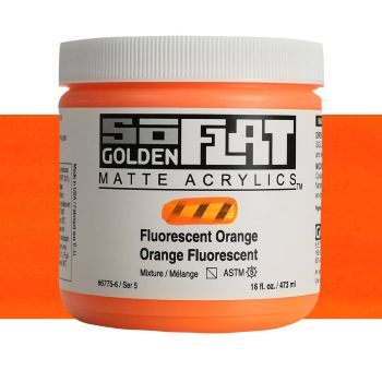 GOLDEN SoFlat Matte Acrylic - Fluorescent Orange, 16oz Jar