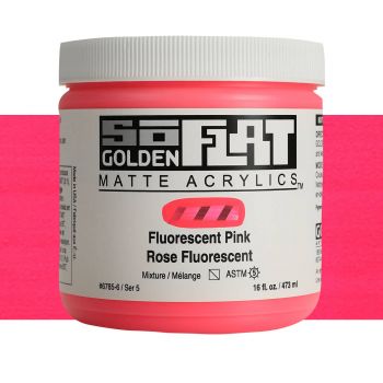 GOLDEN SoFlat Matte Acrylic - Fluorescent Pink, 16oz Jar
