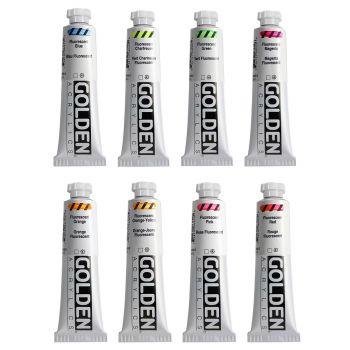 Golden Heavy Body Acrylic 2 oz Fluorescent Set Of 8