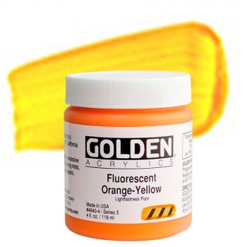 Golden Heavy Body Acrylic 4 oz Fluorescent Orange-Yellow