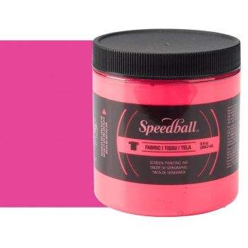 Speedball Fabric Screen Printing Ink 8 oz Jar - Fluorescent Hot Pink
