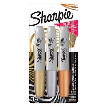  Sharpie Chisel Tip Metallic Marker - Gold/Silver/Bronze, Set of 3