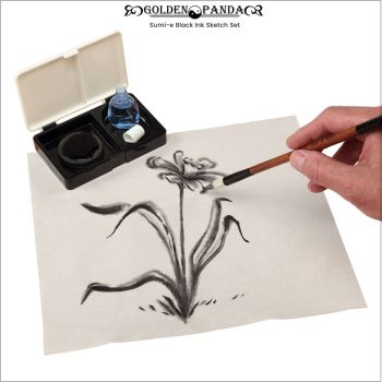 Golden Panda Sumi-E Black Ink Sketch Set